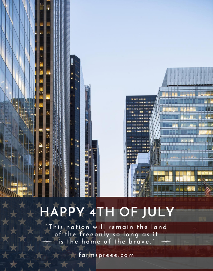 USA Independence Day Greeting with View of Modern City Poster 22x28inデザインテンプレート