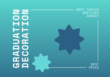 Designvorlage Dekorationsangebot für die Abschlussfeier in Blau für Flyer A5 Horizontal