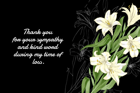 Sympathy Thank You Message with White Lilies Postcard 4x6in Πρότυπο σχεδίασης