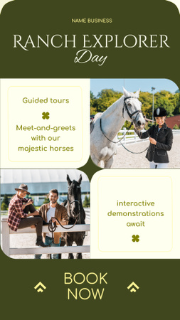 Designvorlage Geführte Touren zur Ranch mit Pferden für Instagram Story