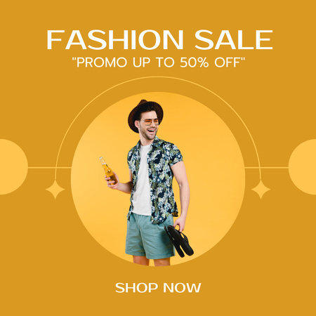 Template di design Fashion Sale Ad with Man on Summer Vacation Instagram