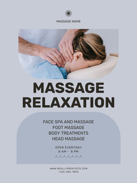 Masseur Doing Neck Massage for Woman Poster US Šablona návrhu