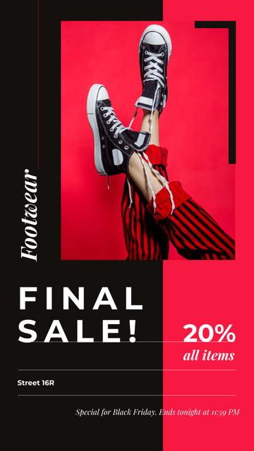 Designvorlage Black Friday Ad Female legs in rubber shoes für Instagram Story