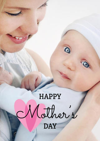 Mother Holding Cute Child On Mother's Day Postcard 5x7in Vertical Design Template