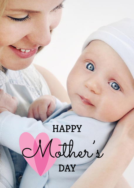Mother Holding Cute Child On Mother's Day Postcard 5x7in Vertical – шаблон для дизайна