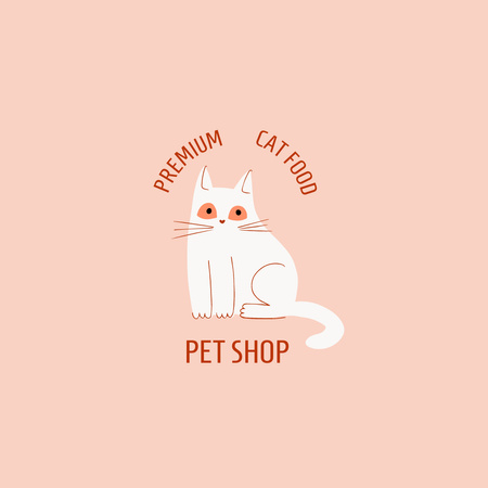 Cute Cat for Premium Pet Shop Logo 1080x1080pxデザインテンプレート