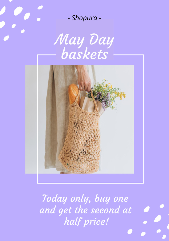 Beneficial May Day Baskets Sale Offer Poster 28x40in Tasarım Şablonu