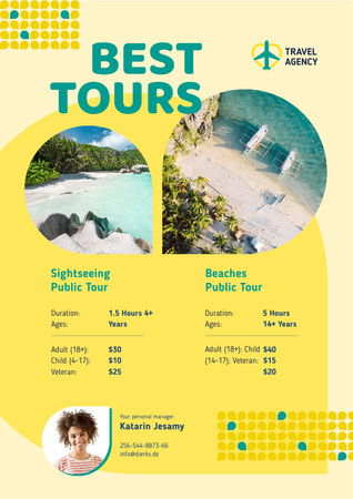 Designvorlage Travel Tour Offer with Sea Coast Views für Poster A3