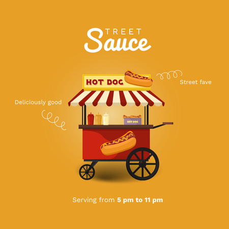 Street Food Ad with Offer of Hot Dog Instagram Design Template