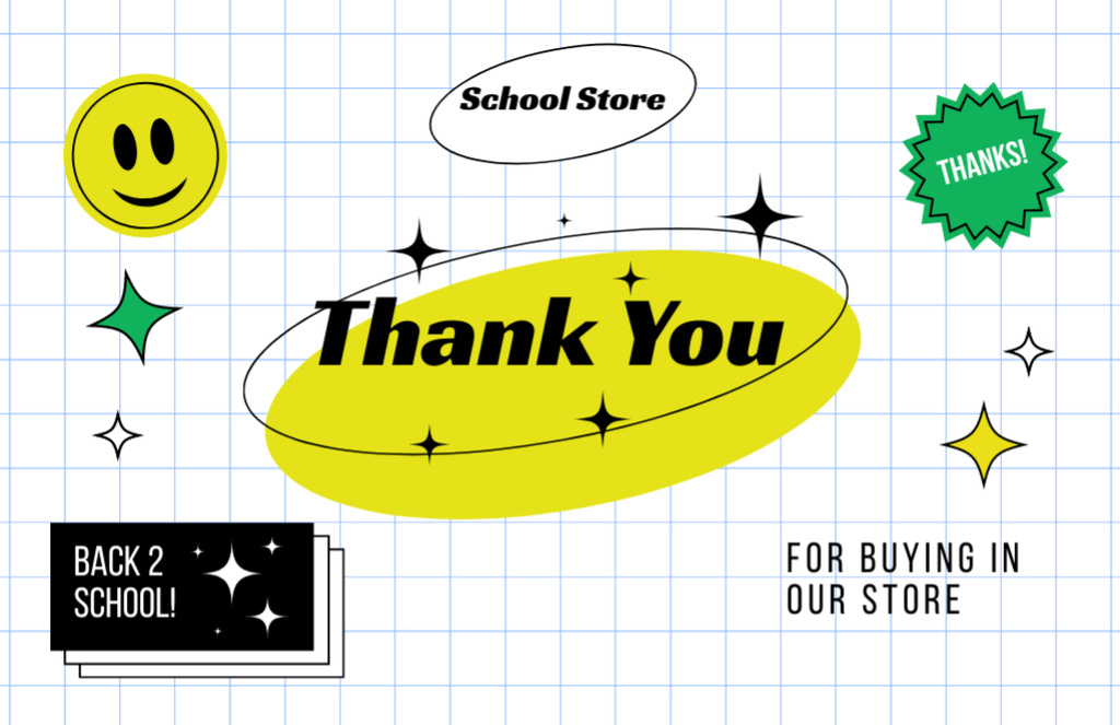 Thankful Phrase for Purchase with Cute Emoji Thank You Card 5.5x8.5in Πρότυπο σχεδίασης