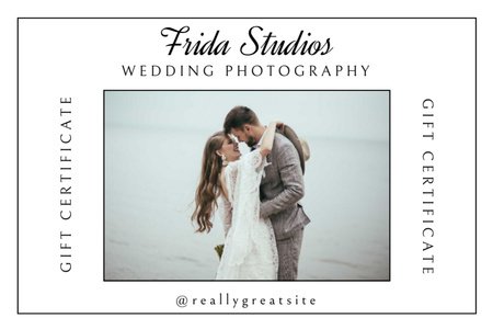 Photography Studio Ad with Beautiful Couple Gift Certificate Design Template