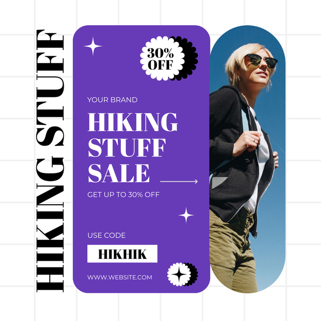 Promo Code Offers on Hiking Stuff Sale Instagram AD – шаблон для дизайну
