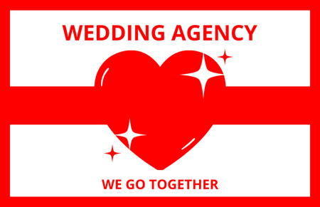 Anúncio de agência de casamento com coração vermelho Business Card 85x55mm Modelo de Design