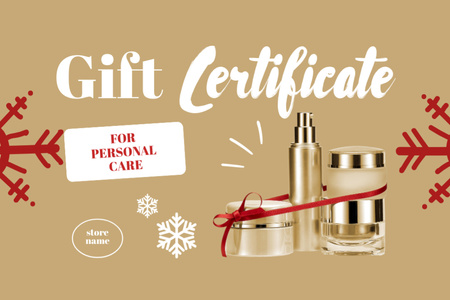 Ontwerpsjabloon van Gift Certificate van Skincare Products Sale Offer on Christmas