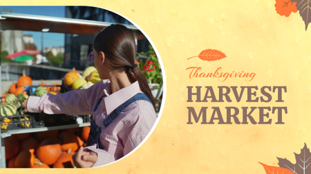 Thanksgiving Harvest Market Announcement With Leaves Decor Full HD video Design Template