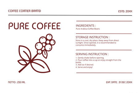Plantilla de diseño de Encantadora bebida de café arábica con instrucciones Label 