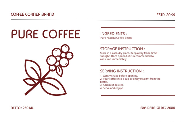 Ontwerpsjabloon van Label van Lovely Arabica Coffee Drink With instructions