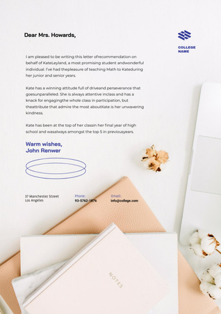 Letter to University on Pastel Letterhead Design Template