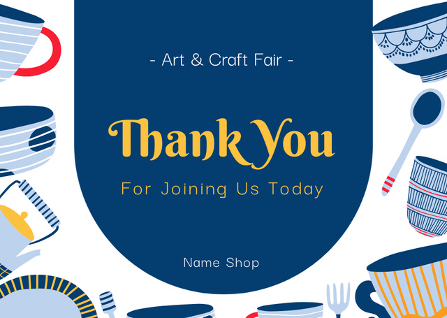 Arts And Craft Fair With Kitchenware Card Design Template