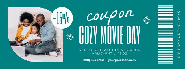 Cozy Movie Day With Family Voucher Coupon Design Template