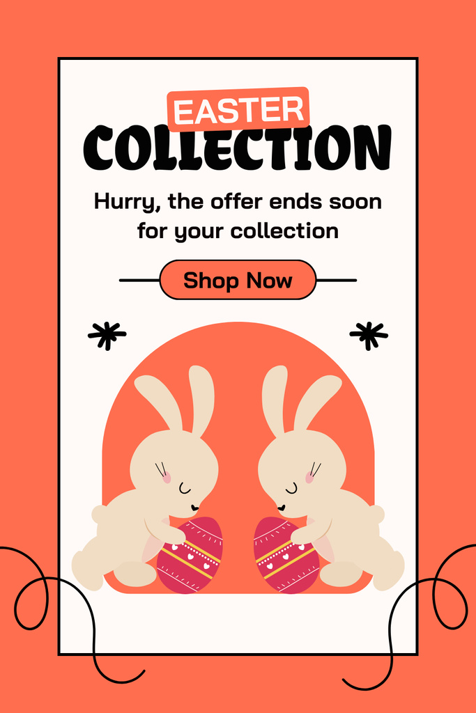 Easter Collection Promo with Cute Bunnies Pinterest Design Template