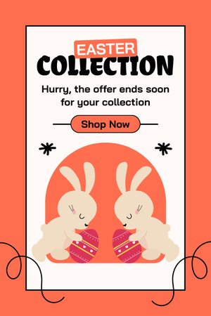 Designvorlage Promo zur Osterkollektion mit süßen Hasen für Pinterest