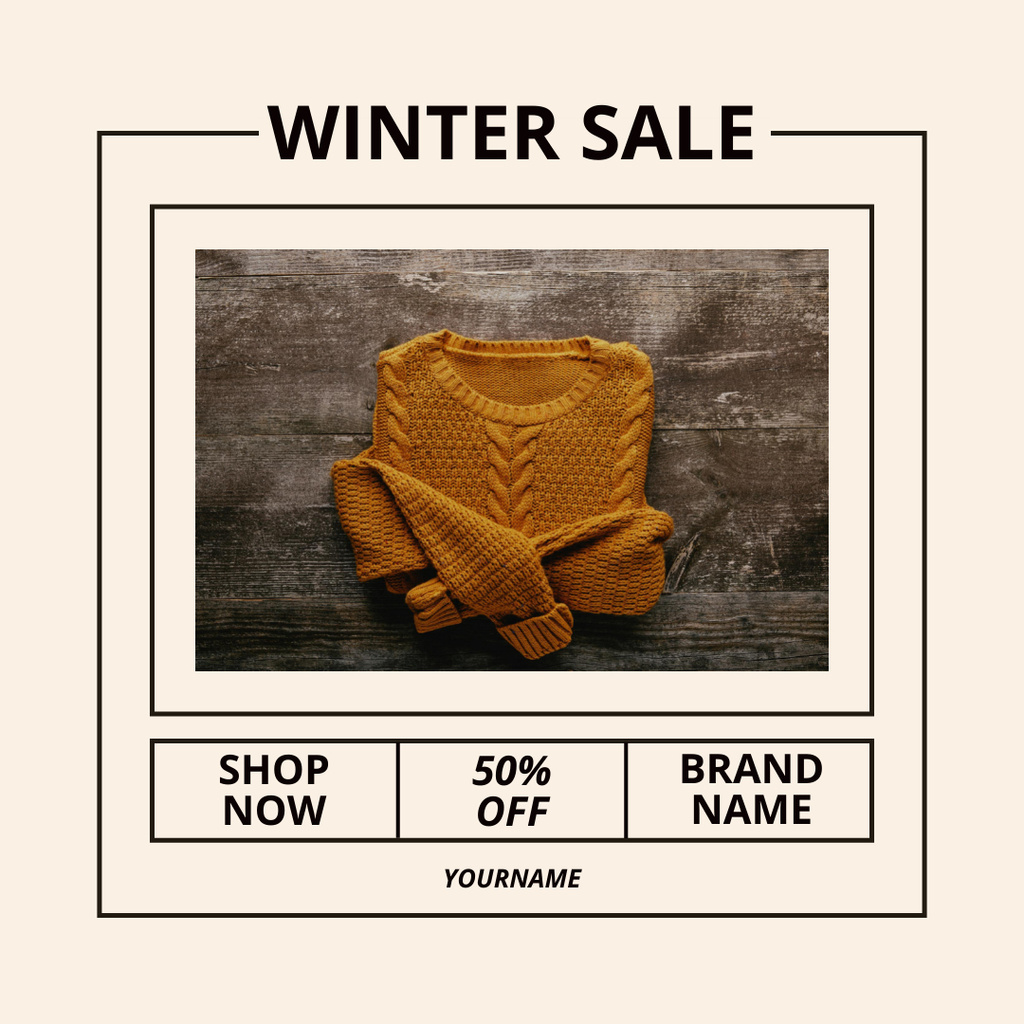 Designvorlage Cozy Knitted Sweaters Discount Offer für Instagram