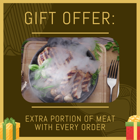 Additional Portion Of Meat For Order As Present Offer Animated Post Design Template
