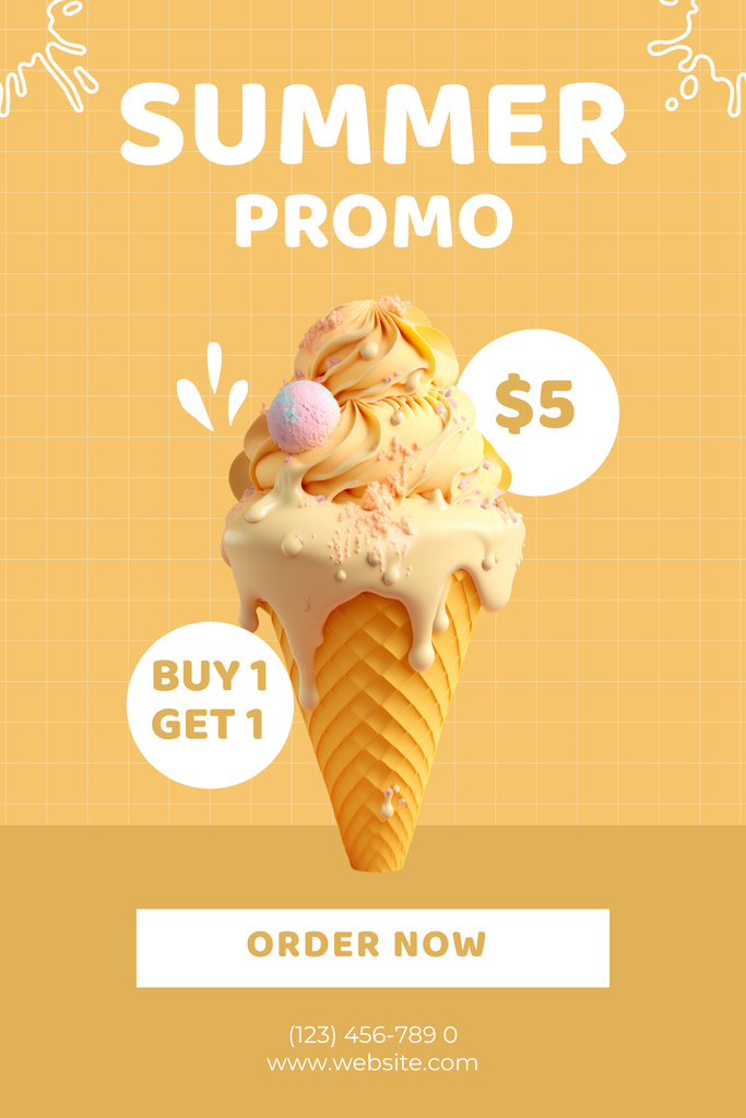 Summer Promo for Ice-Cream Pinterest Tasarım Şablonu