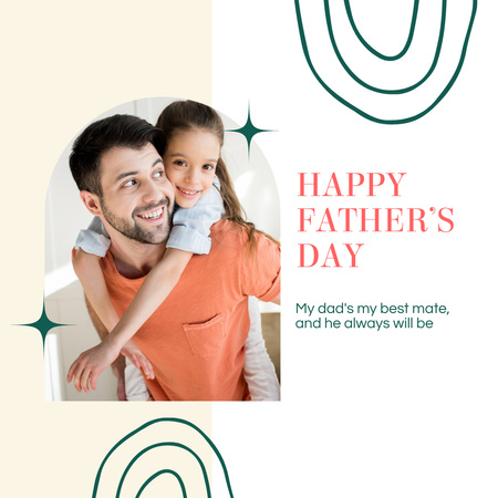 Father's Day Greeting with Little Daughter Instagram Design Template