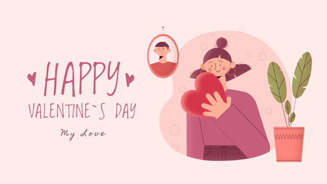 Plantilla de diseño de Girl with heart on Valentine's Day Full HD video 