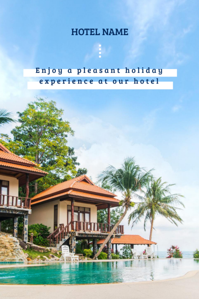Luxury Tropical Hotel Ad on Beach Postcard 4x6in Vertical Design Template