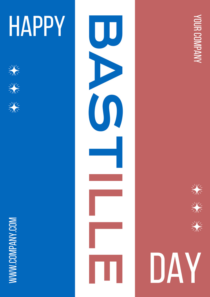 Happy Bastille Day with French Flag Poster Šablona návrhu