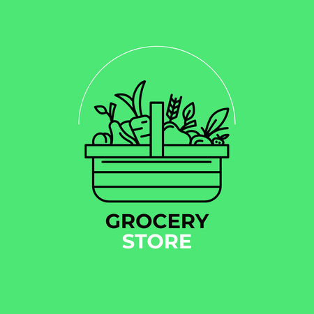 Grocery Store Cart Full of Food Animated Logo Design Template