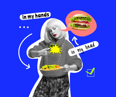 lezzetli burger 'in hayalini kuran kadın Facebook Tasarım Şablonu