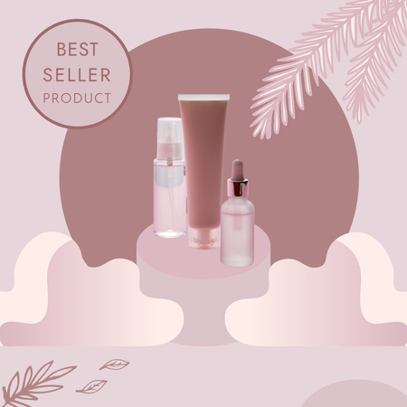 Modèle de visuel Annonce de produits de beauté naturels en rose - Instagram