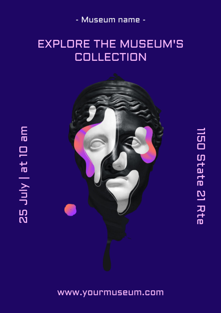 Designvorlage Museum Exhibition Announcement in Purple für Poster A3