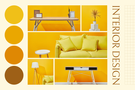 Yellow Palette for Interior Designs Mood Board Πρότυπο σχεδίασης