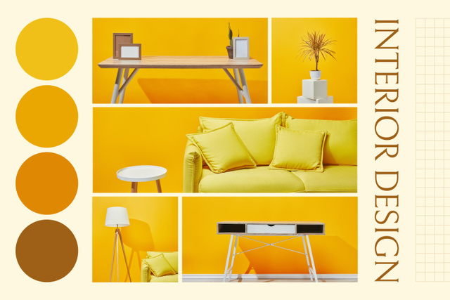 Yellow Palette for Interior Designs Mood Boardデザインテンプレート