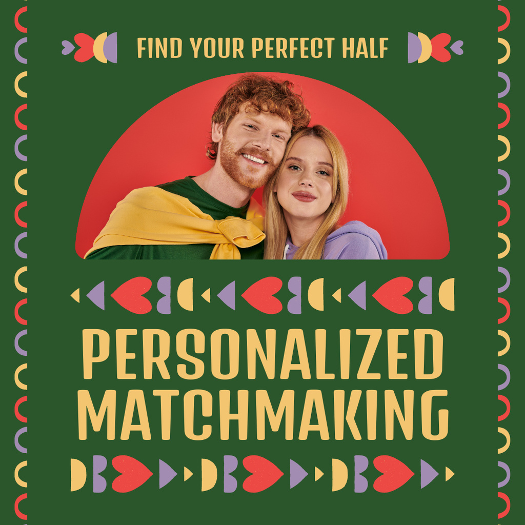 Ontwerpsjabloon van Instagram AD van Personalized Matchmaking Promo of Folk Style Layout