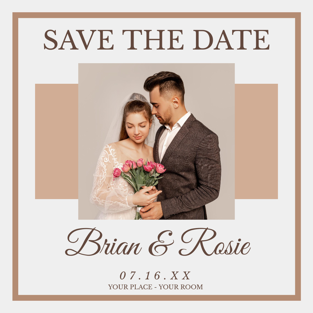 Template di design Wedding Invitation with Young Shy Couple Instagram