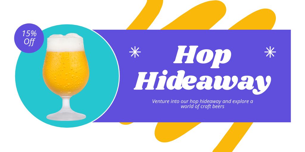 Designvorlage Offer Discounts on Hoppy Beer in Glass für Twitter
