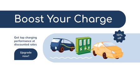 Discount on Charging Electric Cars Facebook AD Design Template