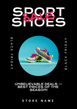 Sport Shoes Sale on Black Friday Flyer A7 Design Template