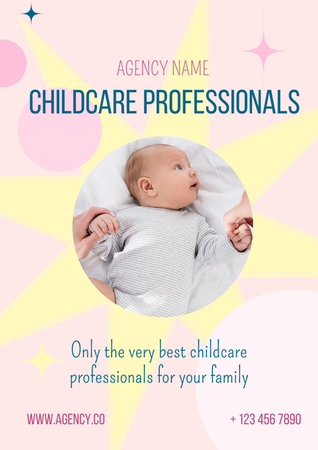 Babysitting Services Offer on Pink Poster A3 – шаблон для дизайна
