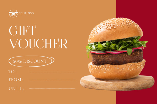 Voucher for Free Burger Discount Gift Certificate Tasarım Şablonu