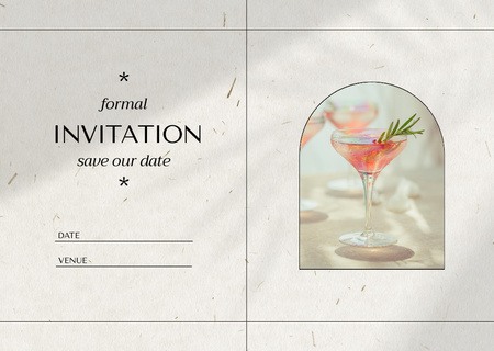 Wedding Day Announcement with Summer Cocktail Card Design Template