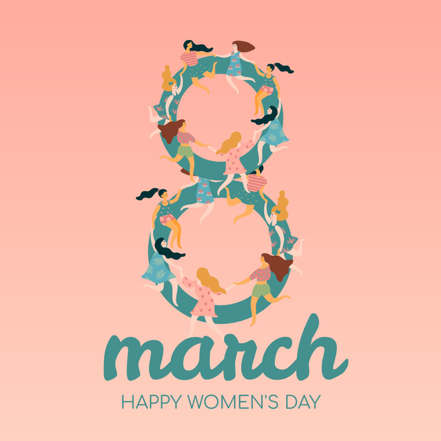 Designvorlage International Women's Day Greeting with Creative Illustration für Instagram