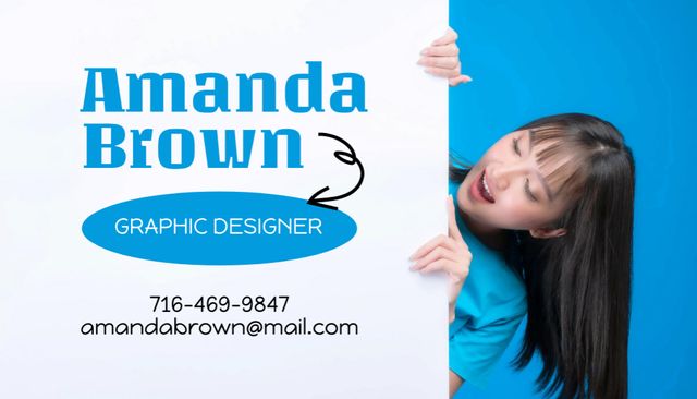 Plantilla de diseño de Graphic Designer Service Offer with Contacts Info Business Card US 
