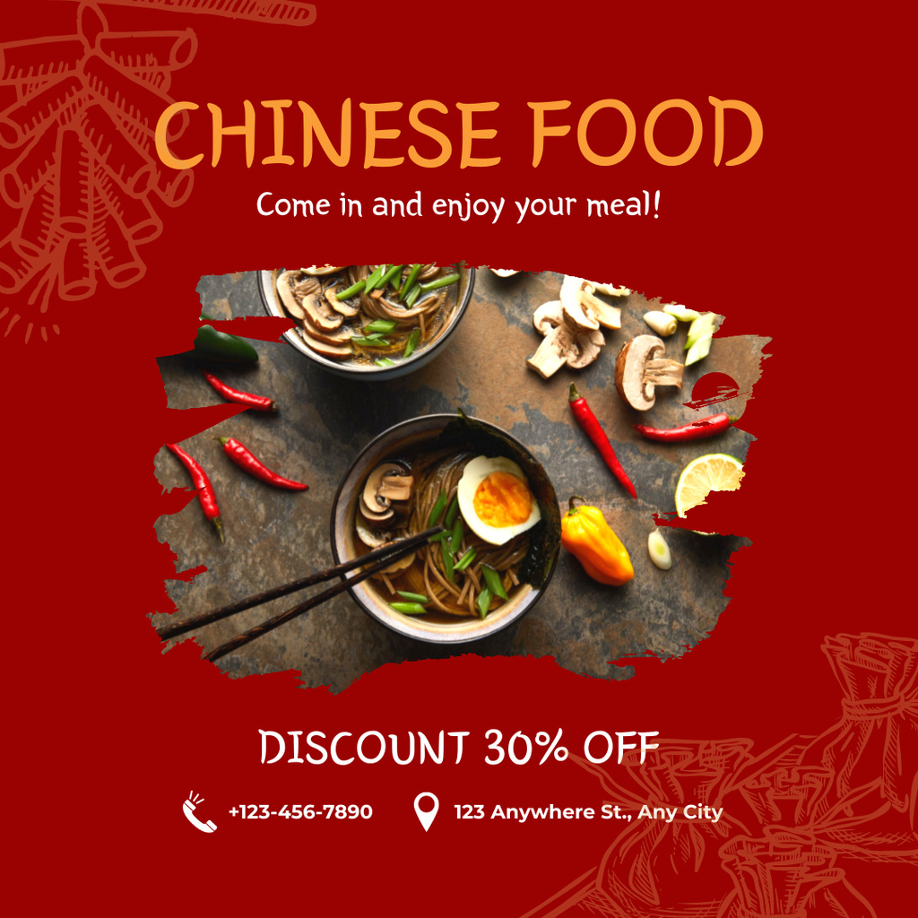 Offer Discount on Varied Chinese Menu Instagram Tasarım Şablonu